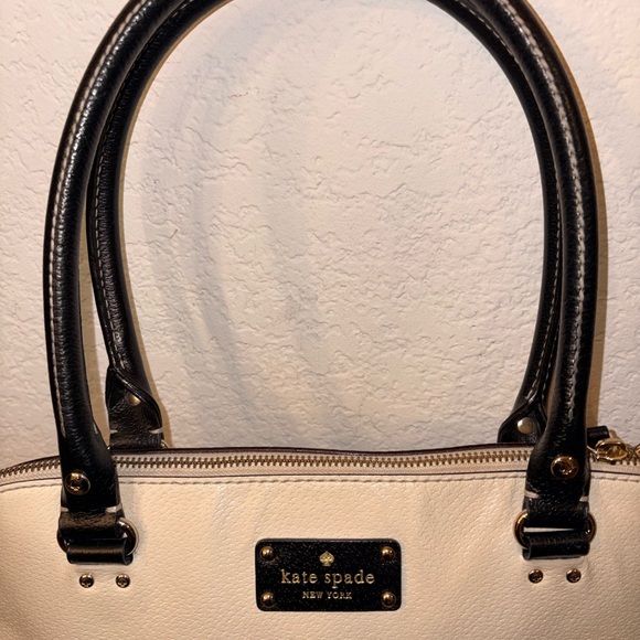 Kate Spade New York Leather Satchel & Matching Wallet Set Black Cream - Picture 3 of 5
